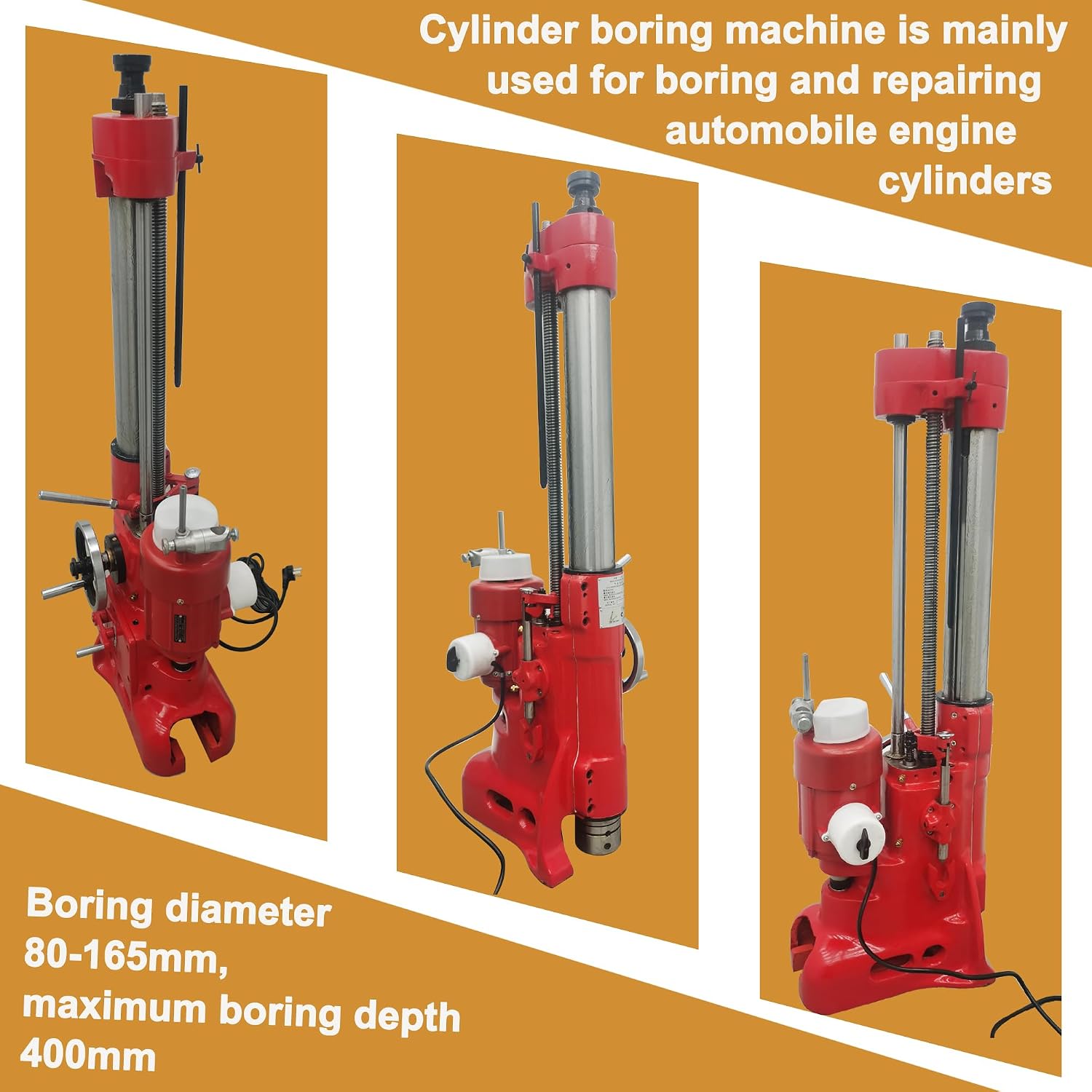 Cylinder Boring Machine Vertical Mechanical Car Repair Equipment Engine Cylinder Boring Device with Boring Range 3.15-6.5'' Max Boring Depth 15.75'' for Auto Engine Cylinder Repair 220V