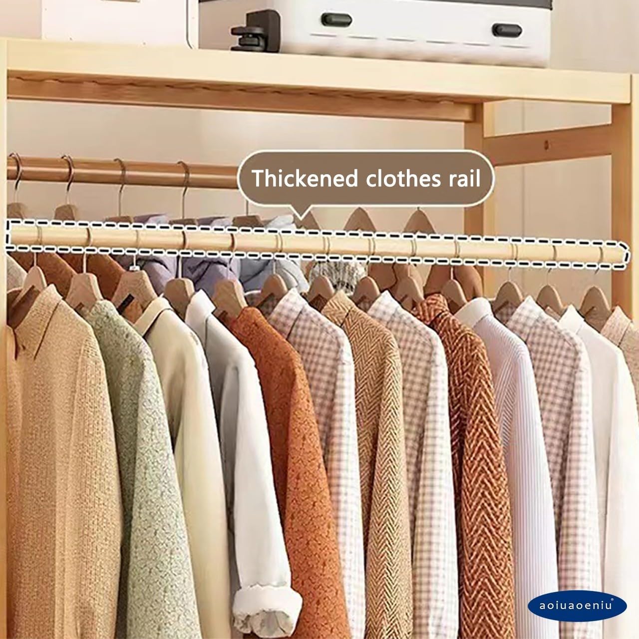 Extra Large Bamboo Clothes Rail with 2 Hanging Rods and 11 Storage Shelves Portable Garment Rack for Bedroom Hallway Entryway Height: 160CM Available in Wood Color (110/120/130/140/160CM)