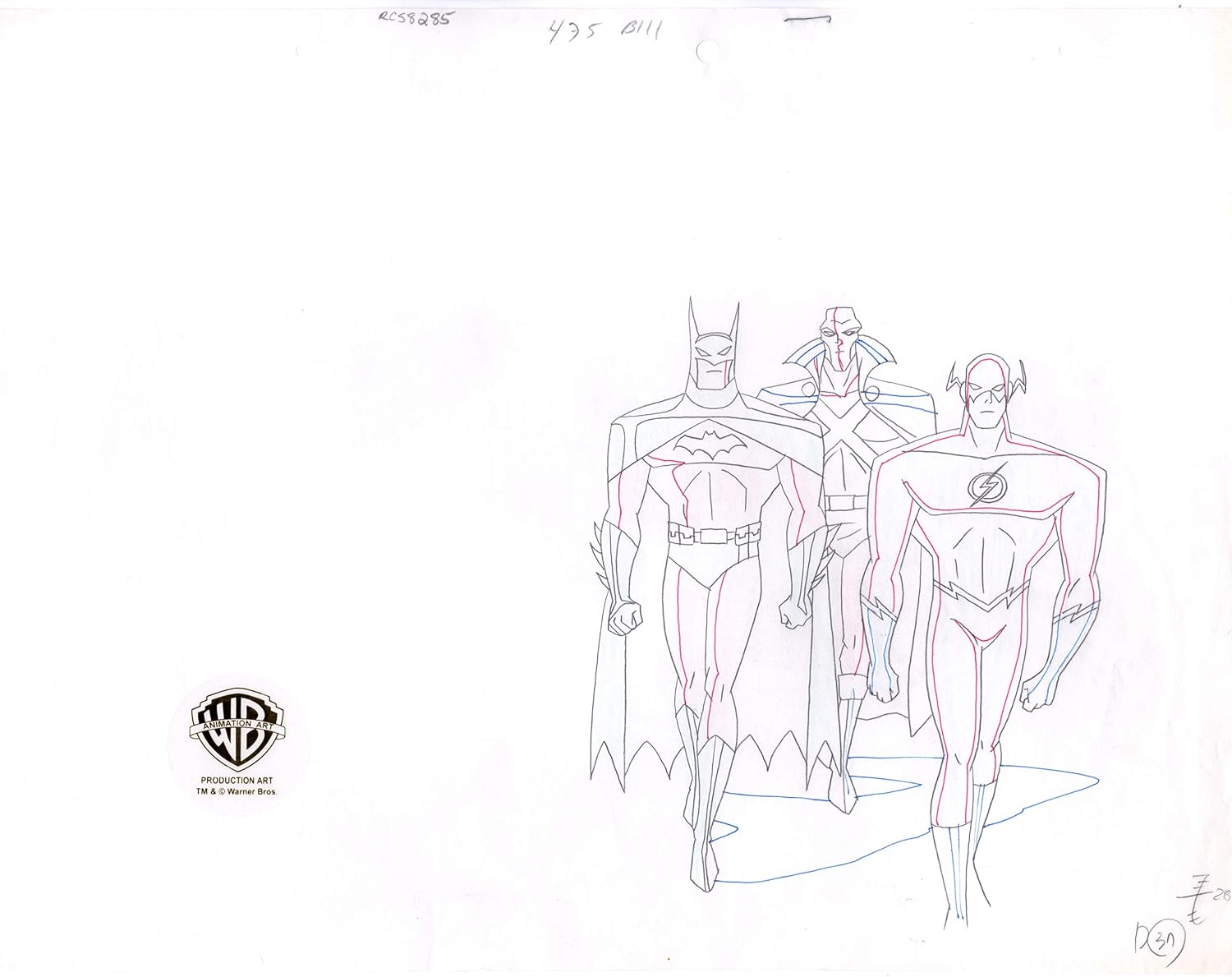 Justice League Unlimited Superman Flash and Martian Manhunter KEY Production Animation Cel Drawing from Warner Brothers 285