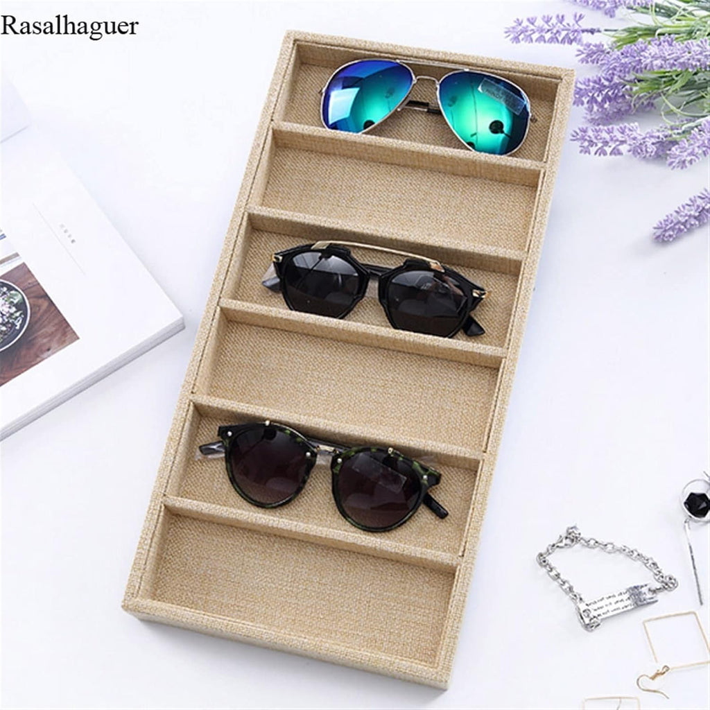 Eyewear es Fashion Glasses Cases Linen 6/10/12 Grids Sunglasses Display Box Sunglasses Display Glasses Display Props Jewelry Organizer Tray Sunglasses Eyewear (Color : 12GridsCases) (6gridscases