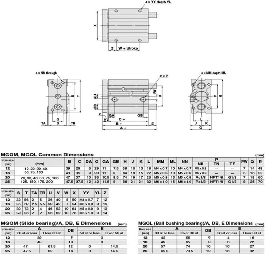 Cylinder Thin Cylinder with Guide Rod bore 25 10-200mm(10mm)