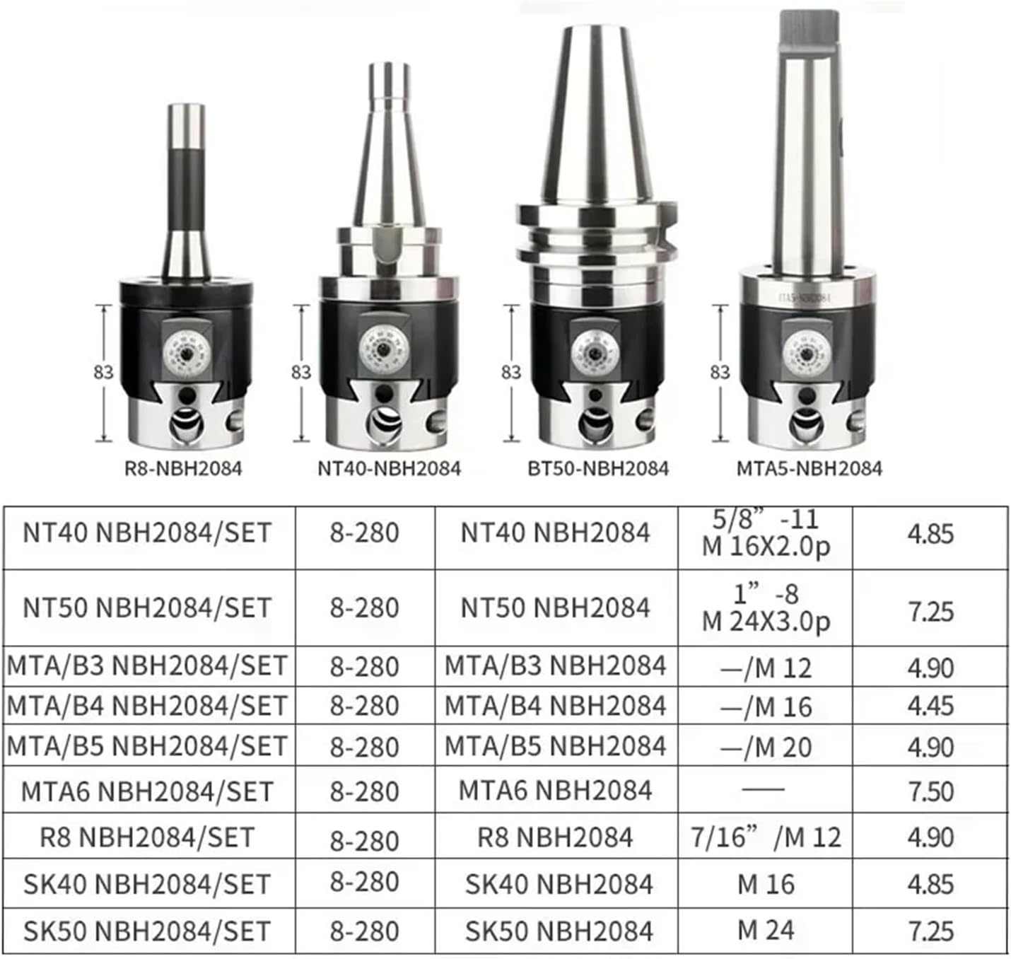 Boring Head NBH2084 Set Boring Head NBH BT30 BT40 BT50 NT30 NT40 NT50 R8 Boring Bar Boring Tool Set NBH2084 Boring(C32 Tool Handle)