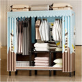 Heavy Duty Wardrobe Closet with Cover, Foldable Garment Rack for Hanging Clothes, Freestanding Covered Clothing Coat Storage Organizer, Clothes Rack with Curtain(C,80cm/31.5in)