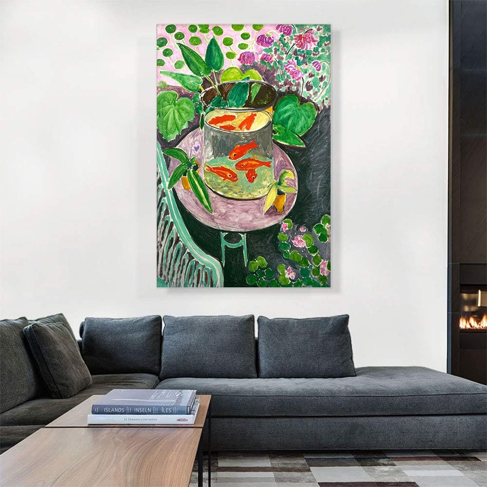 ARTCANVAS Goldfish 1911 Canvas Art Print Stretched Framed Painting Picture Poster Giclee Wall Decor by Henri Matisse - 60' x 40' (1.50' Deep)