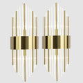 Modern Gold Wall Sconces Set of Two Crystal Sconces Wall Lighting 2-Light Brass Glass Wall Light Fixtures for Bedroom Living Room Bathroom Vanity Mirror Light Fixtures