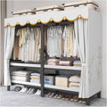 Foldable Portable Wardrobe Closet, Freestanding Clothing Rack, Metal Closet Organizer, Armoire Storage Garment Racks For Hanging Clothes, 30mm Thick Steel Tubes(C,192cm/75.6in)