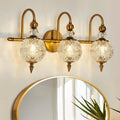 Piepooye Vintage Bathroom Lights Fixtures Gold Vanity Light with Glass Globe LampShade 3 Light Mid Century G9 Bulb Wall Sconce Indoor Vanity Light Over Mirror for Kitchen Bedroom Farmhouse Living Room