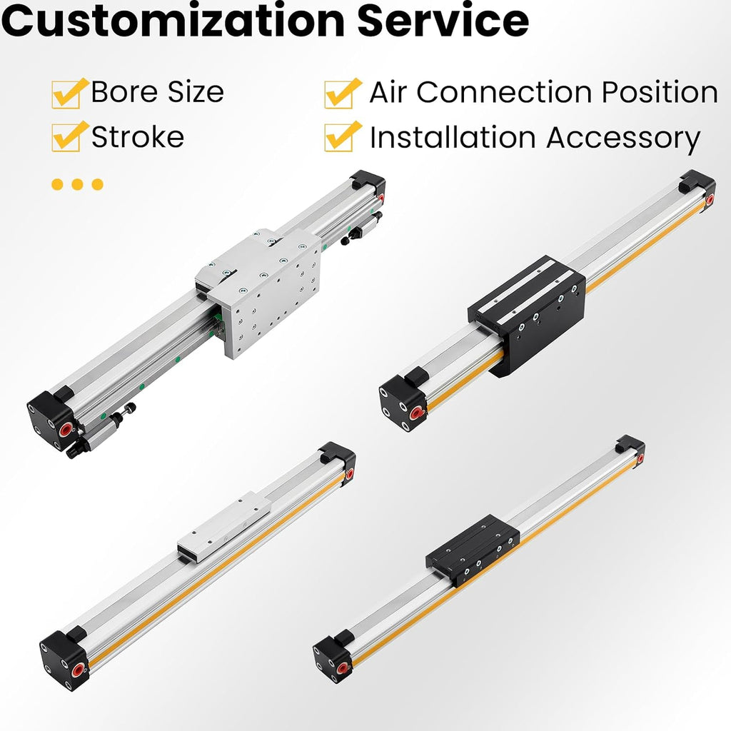 Pneumatic Rodless Cylinder 32mm Bore 200mm Stroke Mechanical Double Acting Air Cylinder 8bar
