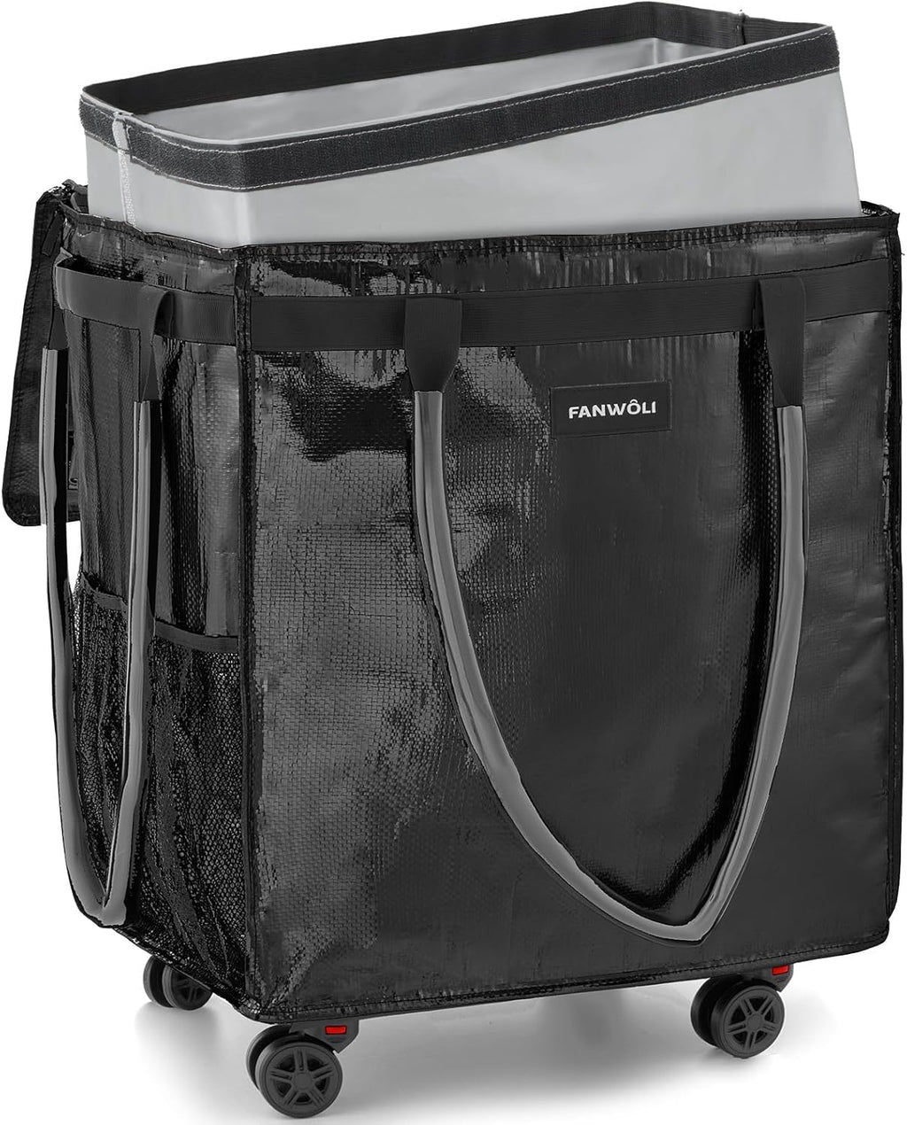 Fanwoli Dancer's Mobile Combo:66L Reusable Grocery Bag on Wheels + 23' Dance Bag with Garment Rack|Upgrade Stability, Simplify Your Move| Ideal for Competitions, Rehearsals & Daily Errands