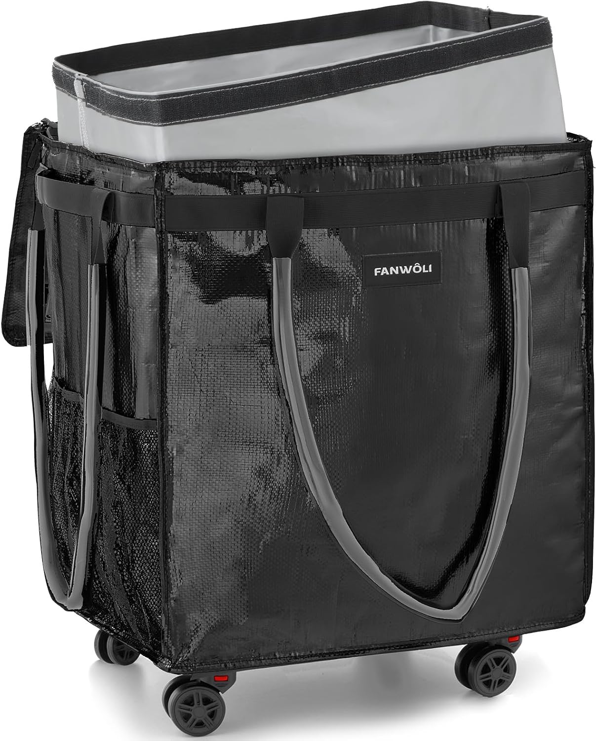 Fanwoli Dancer's Mobile Combo:66L Reusable Grocery Bag on Wheels + 23' Dance Bag with Garment Rack|Upgrade Stability, Simplify Your Move| Ideal for Competitions, Rehearsals & Daily Errands