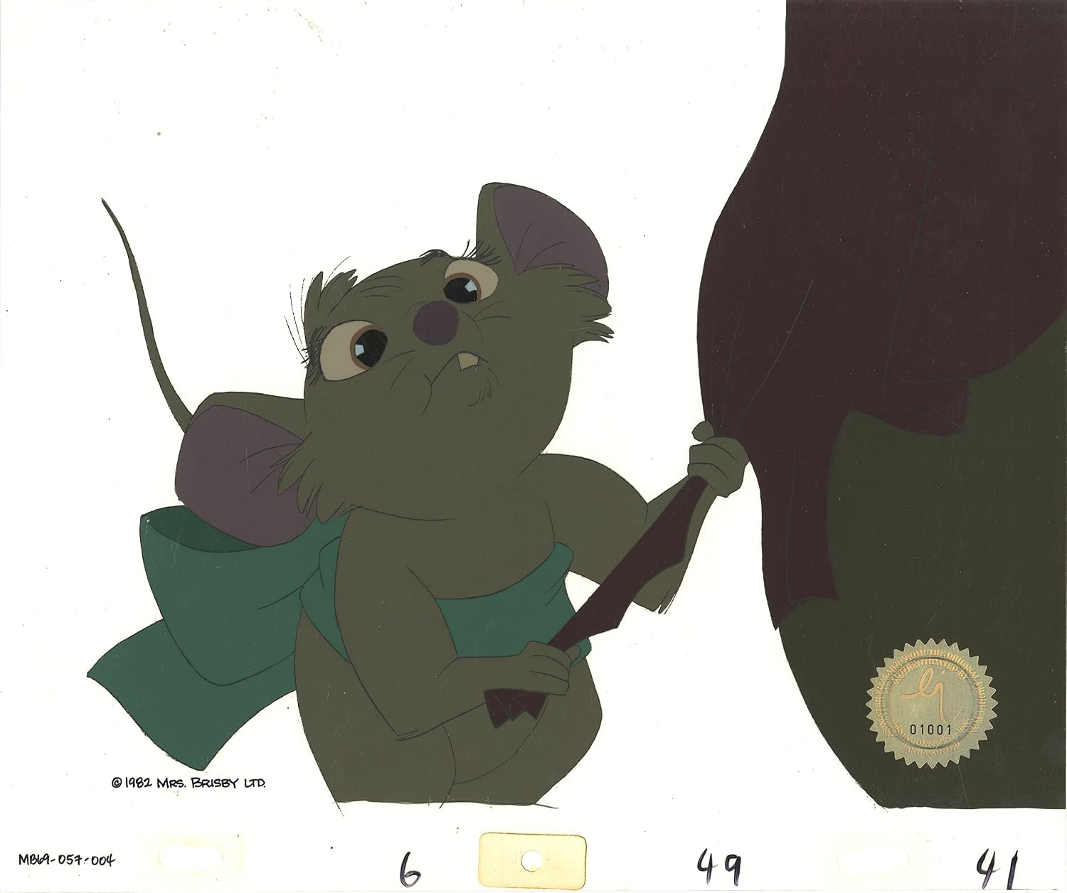 Don Bluth Secret of NIMH Cynthia 1982 Original Production Animation Cel Used to Make the Cartoon 057-004