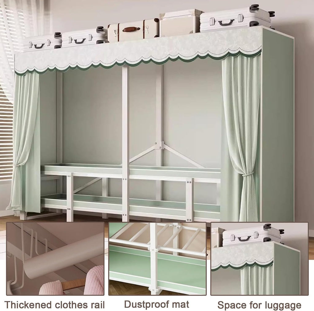 Portable Closet with Cover, Heavy-Duty Portable Wardrobe Closet, 2000lbs Weight Capacity, Foldable Garment Rack for Hanging Clothes and Coats(170cm/67in)