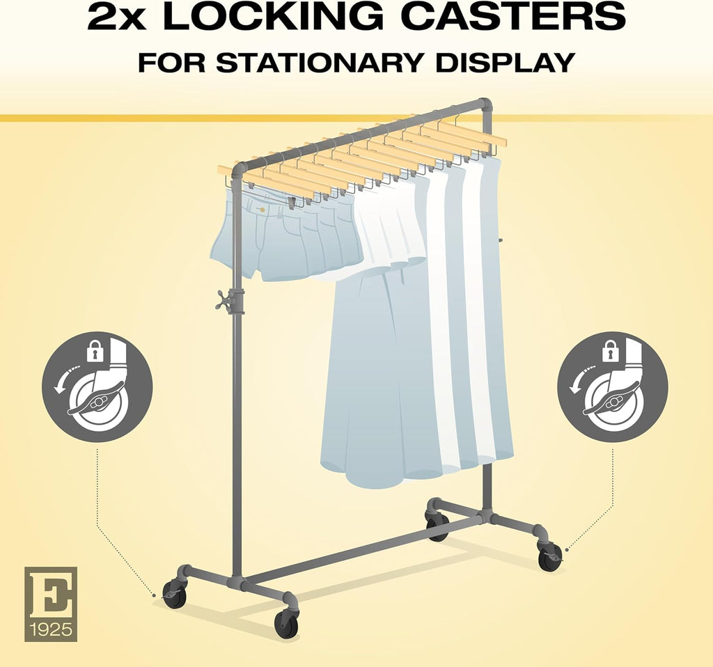 Adjustable Rolling Rack – Econoco Vintage Pipeline 2 Way Ballet Clothes Hanging Fixture