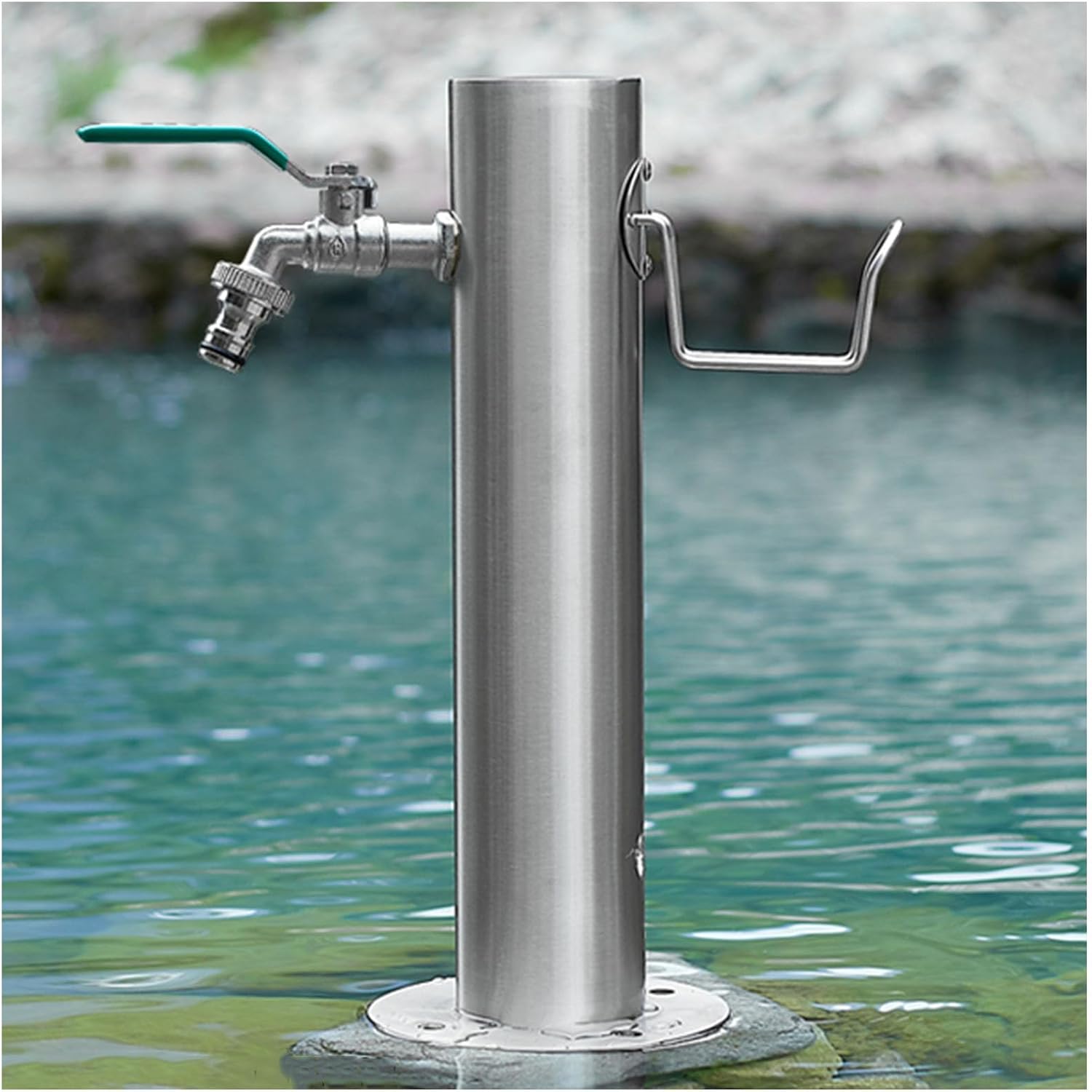 Generic Stainless Steel Garden Water Column with Faucet for Washing and Watering, Outdoor Water Tap Anti-Freezing Fountain and Hose Stand, 20.5×50CM
