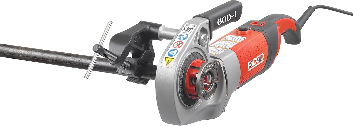 RIDGID 44918 Model 600-I Hand-Held Power Drive Kit, Pipe Threading Machine and 1/2-Inch to 1 1/4-Inch 11-R NPT Pipe Threading Die Heads with Carrying Case