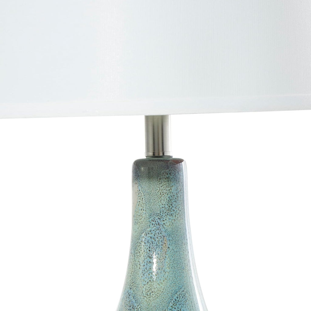 Deco 79 Ceramic Room Table Lamp Abstract Textured Accent Lamp with Drum Shade, set of 2 Lamp 8' x 8' x 32', Teal