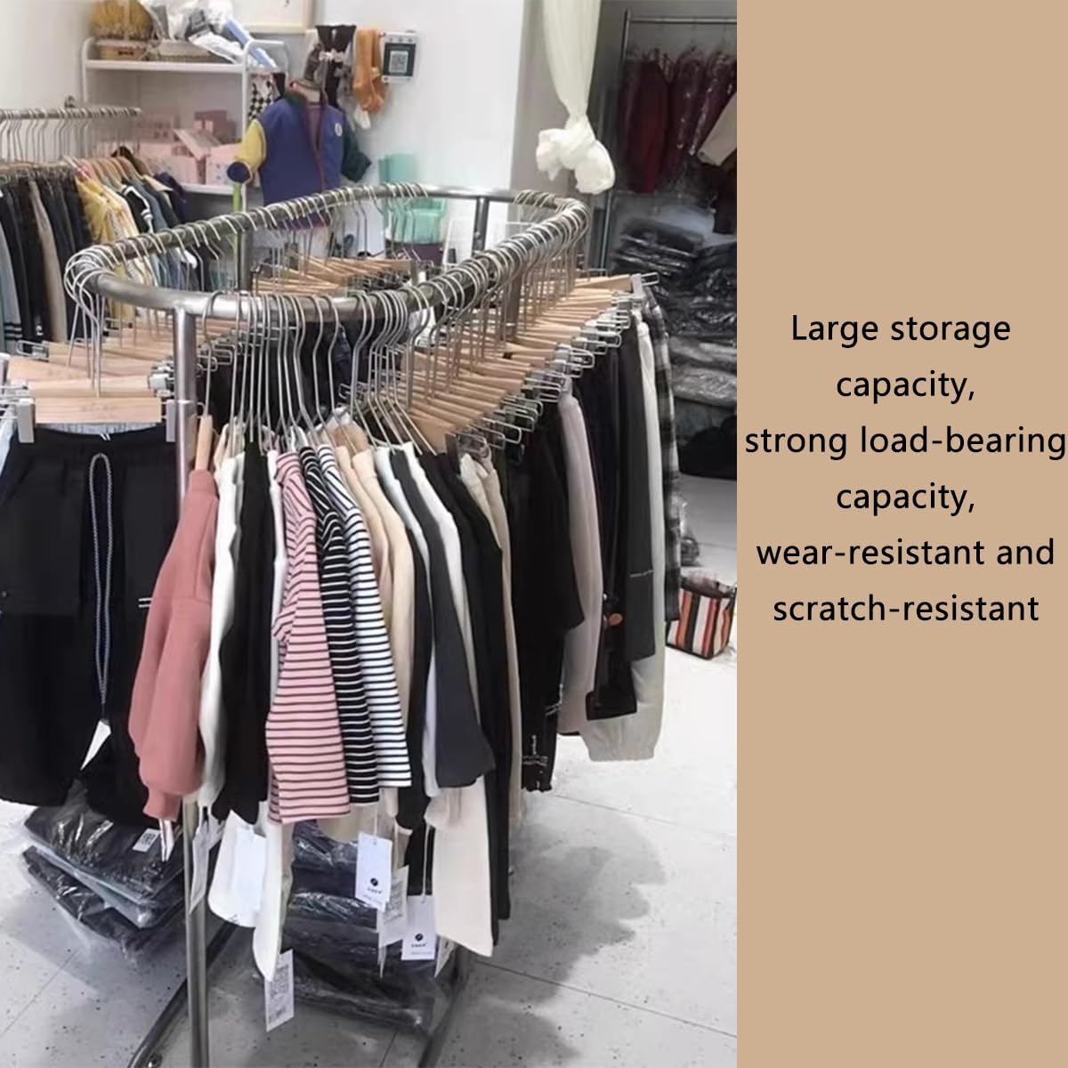 Oval Freestanding Clothes Rack, Heavy Duty Garment Rack, Stainless Steel Clothing Store Display Rack for Hanging Clothes, Bold Double Row Storage Rack