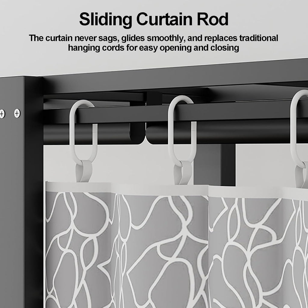 Portable Closet Wardrobe With Hanging Rods, Heavy Duty Clothing Rack With Fabric Cover, Metal Closet Rack For Hanging Clothes, Coat Storage Garment Racks(E,193CM/76INCH)