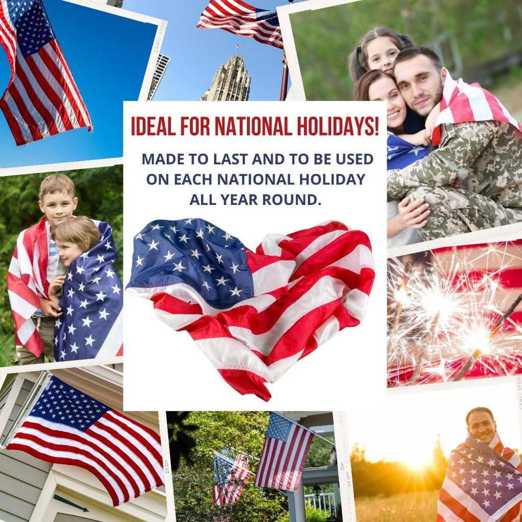 American Flag - Heavy-Duty US Flag - Embroidered Stars - Nylon USA Flag Built for Outdoors - Sewn Stripes - UV Protection - Brass Grommets (12x18 ft)