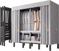 Portable Wardrobe Closet, Foldable Clothes Rack with Cover, Multi-Functional Folding Armoire, Garment Rack for Hanging Clothes(A,49.2 * 20.5 * 70IN(L*W*H))