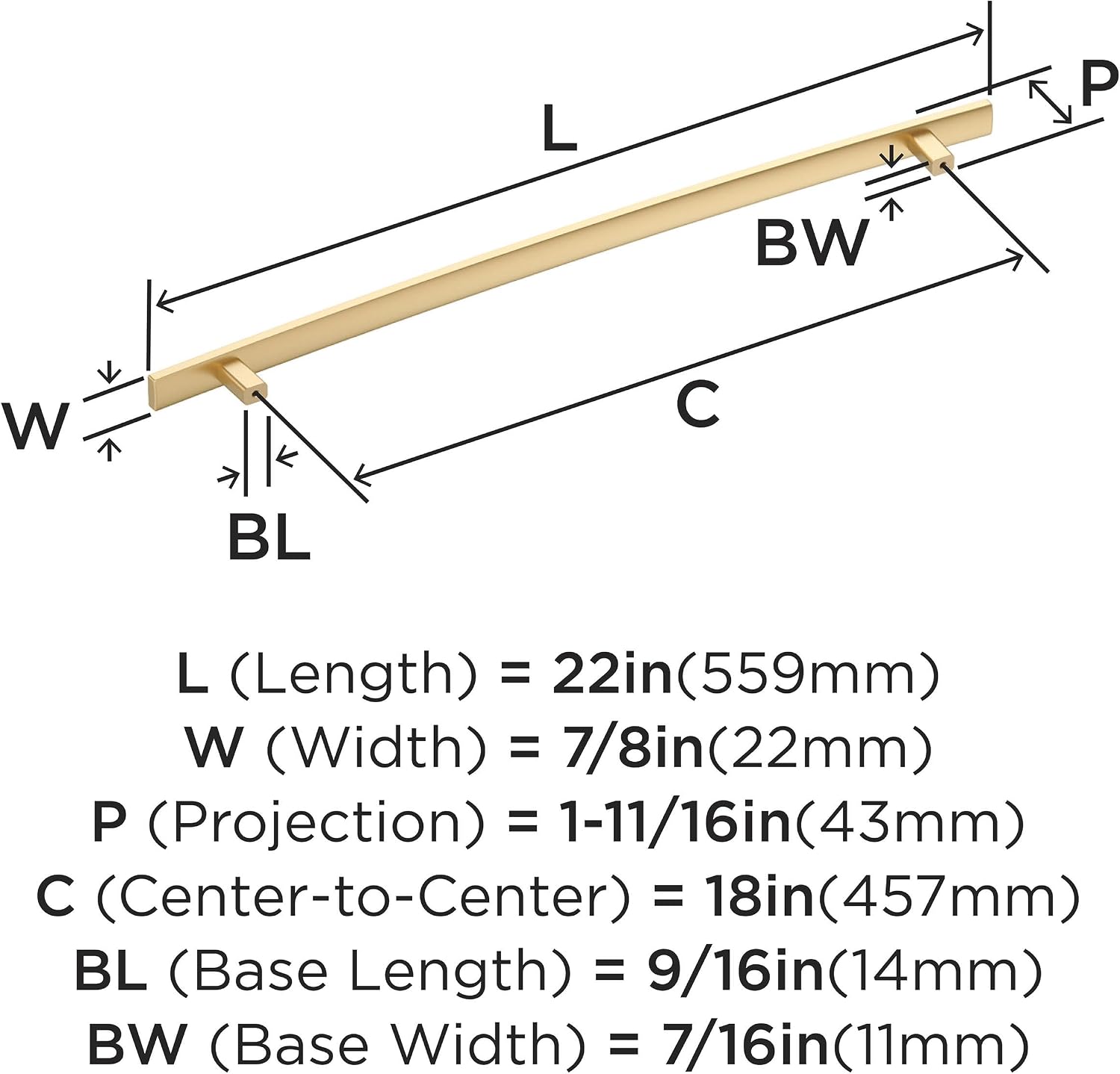 Amerock BP26207CZ | Cyprus 18 inch (457 mm) Center-to-Center Champagne Bronze Appliance Pull | Kitchen Cabinet Hardware | Furniture Hardware | Drawer Handle