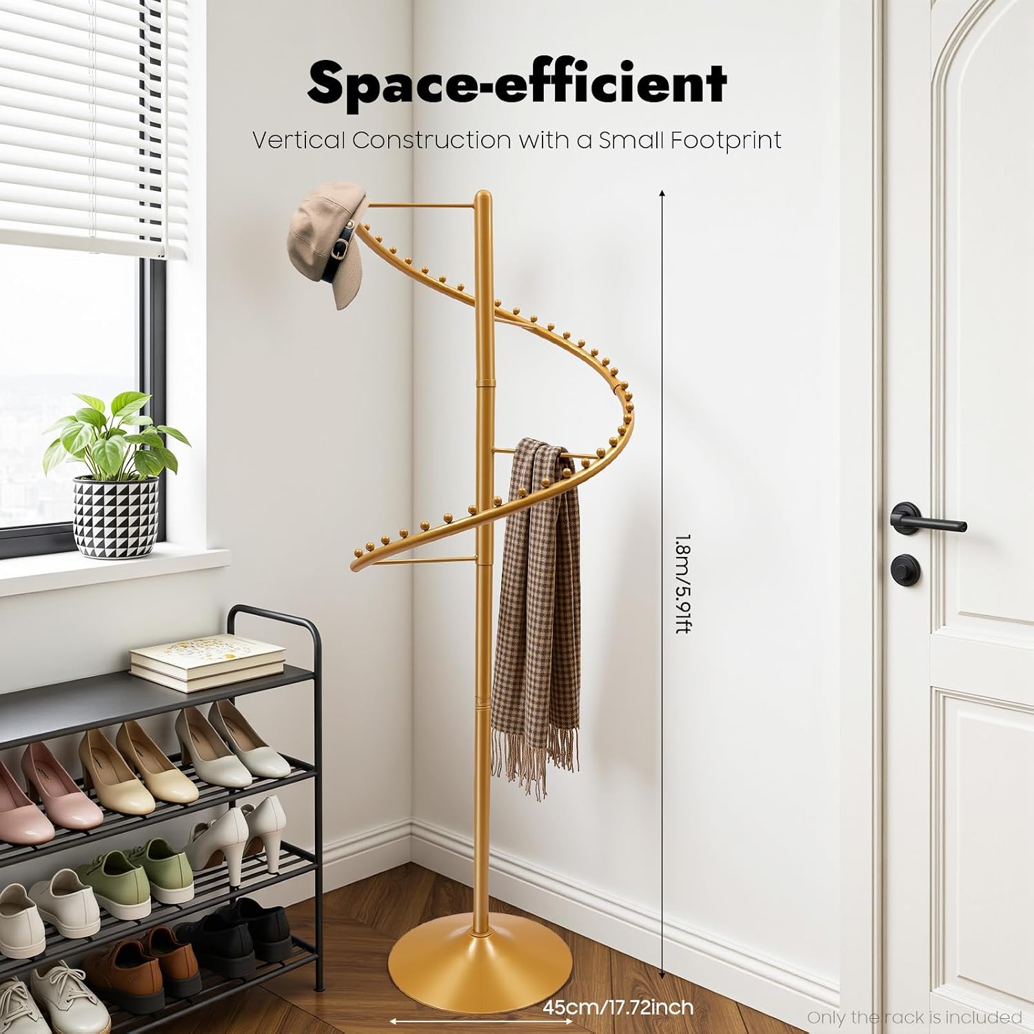 71 in Spiral Rotating Clothing Rack 360° Rotating Freestanding Hanging Clothing Display Stand Metal Heavy Duty Round Garment Rack for Boutique Bedroom (Gold)