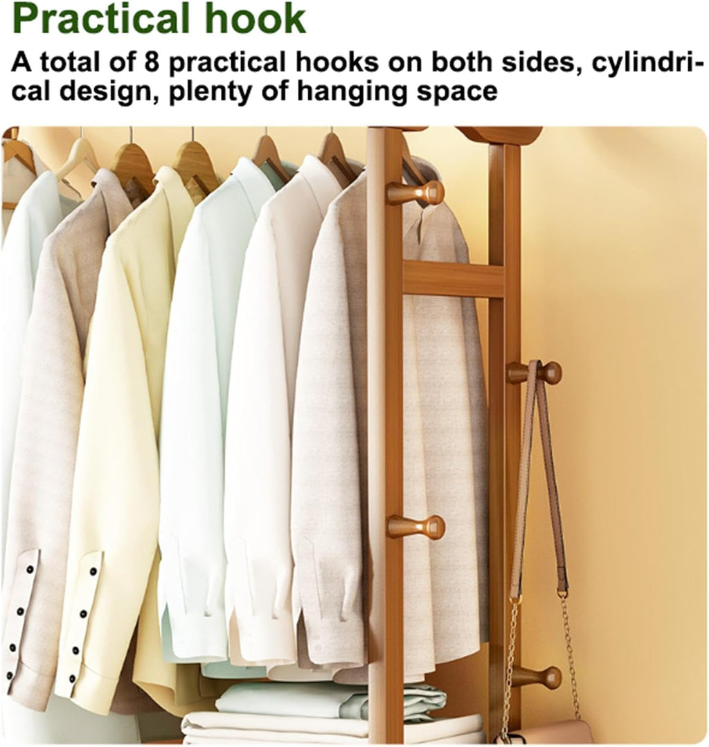 Clothing Racks for Hanging Clothes Bamboo Garment Rack Open Wardrobe Coat Stand Multi-functional Clothing Clothes Rails for Entryway Living Room,90cm