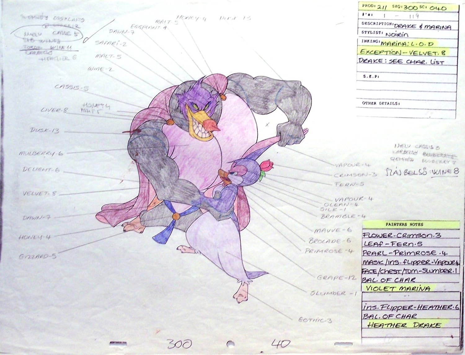 Pebble and the Penguin 1992, Original - Don Bluth Studios - Animation Cel Color Key Drawing