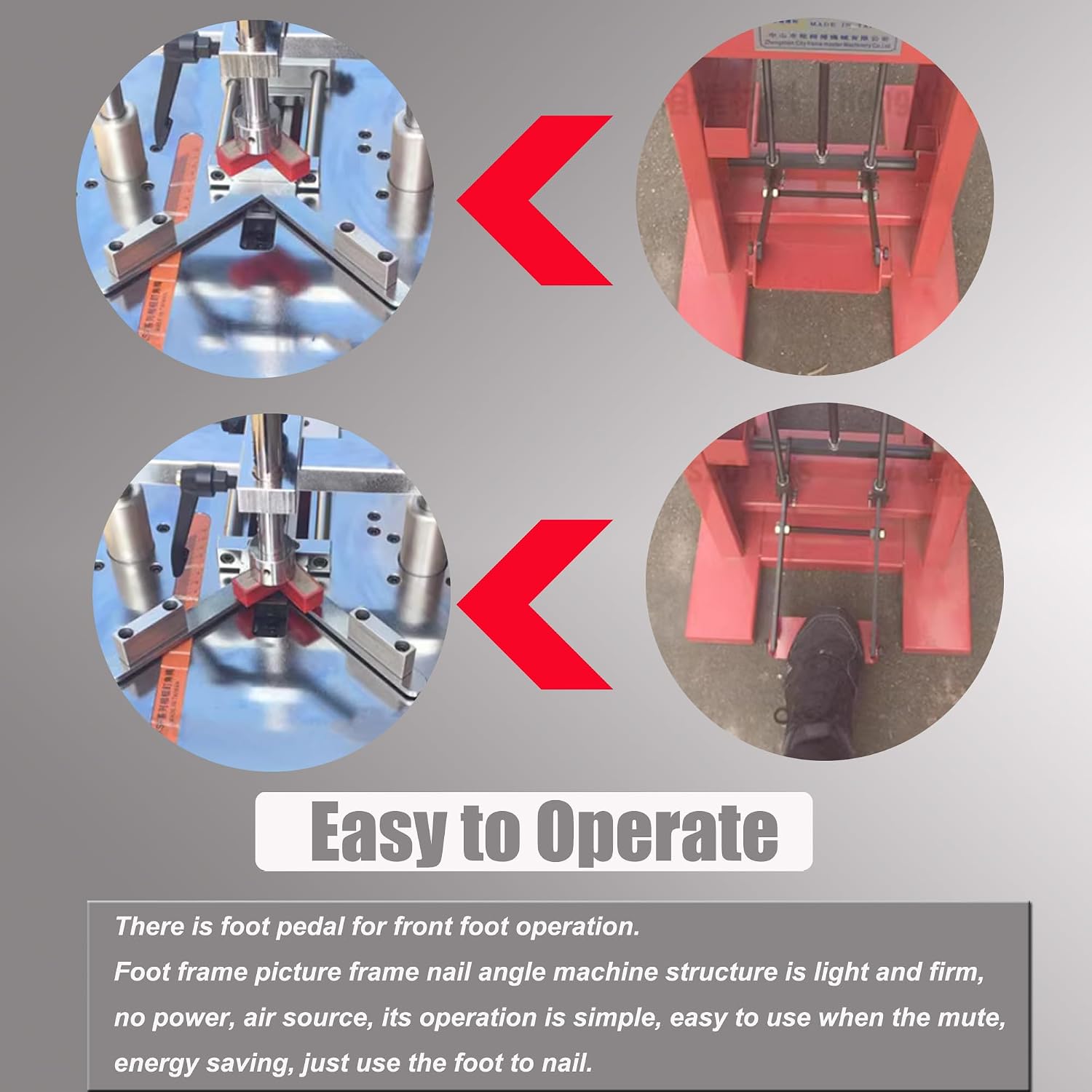 Picture Framing Machine Foot Pedal Iron Picture Framing Joiner Foot Frame Picture Frame Nail Angle Machine Manual Miter Frame Machine with Foot Crank V-Nail 7,10,12,15mm Each 200