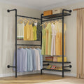 Timate L2 Wall Mounted Clothes Rack Industrial Pipe Clothing Rack for Hanging Clothes, Adjustable Expandable Garment Rack Heavy Duty Closet Organizer, Black Mounted Storage Industrial Closet System