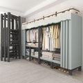 Heavy-Duty Portable Closet with Cover, 1200lbs Capacity, Foldable Garment Rack, for Hanging Clothes, Suitable for Bedroom Closets(192cm/75in)