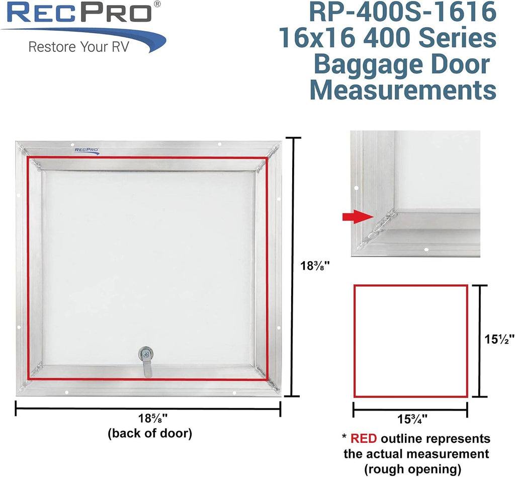 RecPro Square RV Baggage Door | Compartment Storage | RV Storage | Trailer Storage | Camper Storage (16' W x 16' H) | Made in America