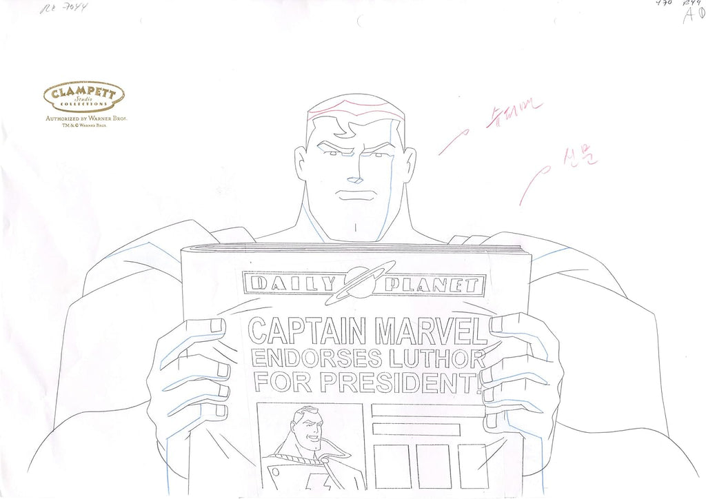 Justice League Unlimited Superman Production Animation Cel Drawing from Warner Brothers 044