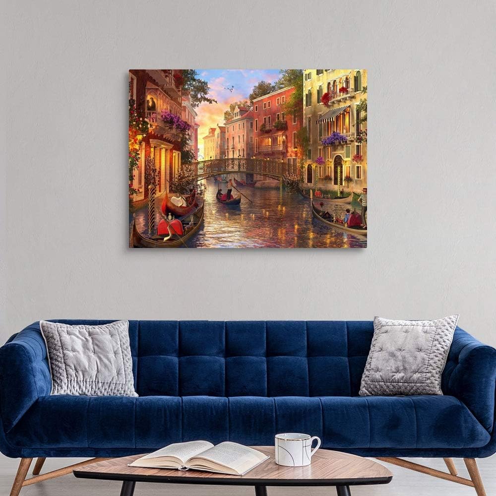 CANVAS ON DEMAND Sunset in Venice Canvas Wall Art Print by Dominic Davison, Home Decor, Design Artwork, 48'x36'