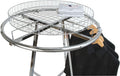 Econoco Folding Round Garment Rack, Adjustable Height Retail Display, Chrome Finish (36' Rack with Grid Top Basket)