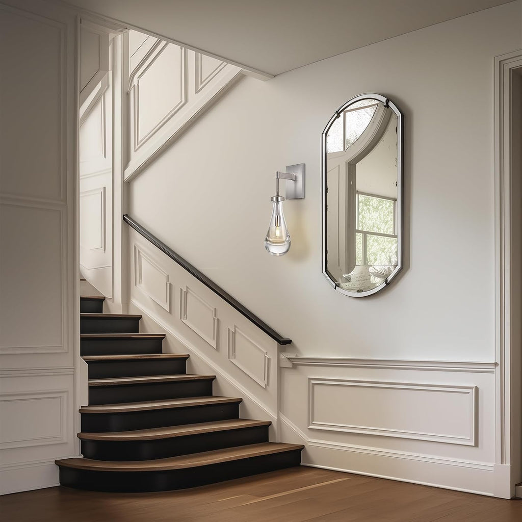 Wall Sconces Set of Two, Nickel Raindrop Sconces Wall Lighting Indoor Wall Lights for Bedroom, Nickel Bathroom Sconce, Wall Sconce Light for Living Room, Hallway