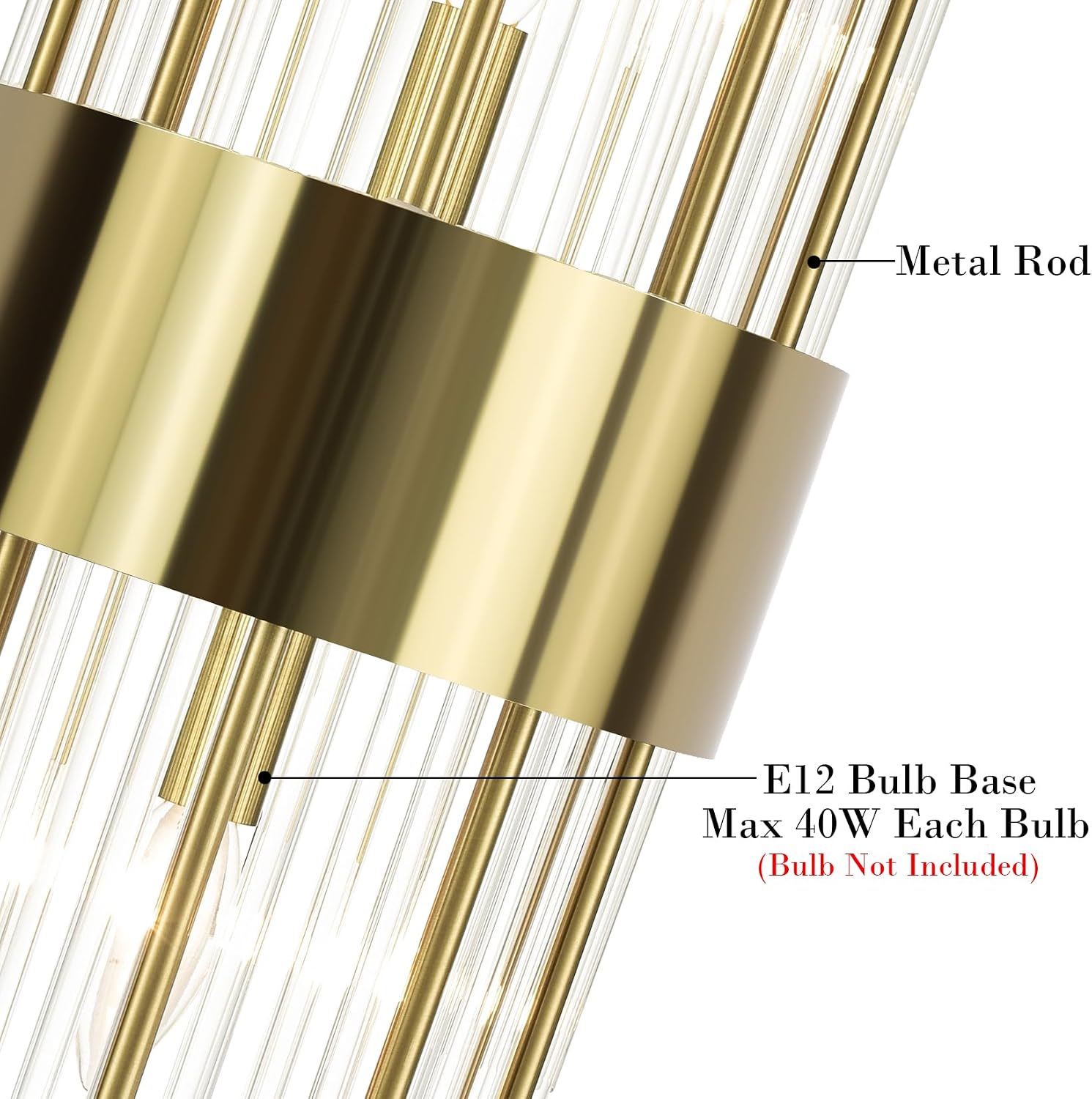 Modern Gold Wall Sconces Set of Two Crystal Sconces Wall Lighting 2-Light Brass Glass Wall Light Fixtures for Bedroom Living Room Bathroom Vanity Mirror Light Fixtures