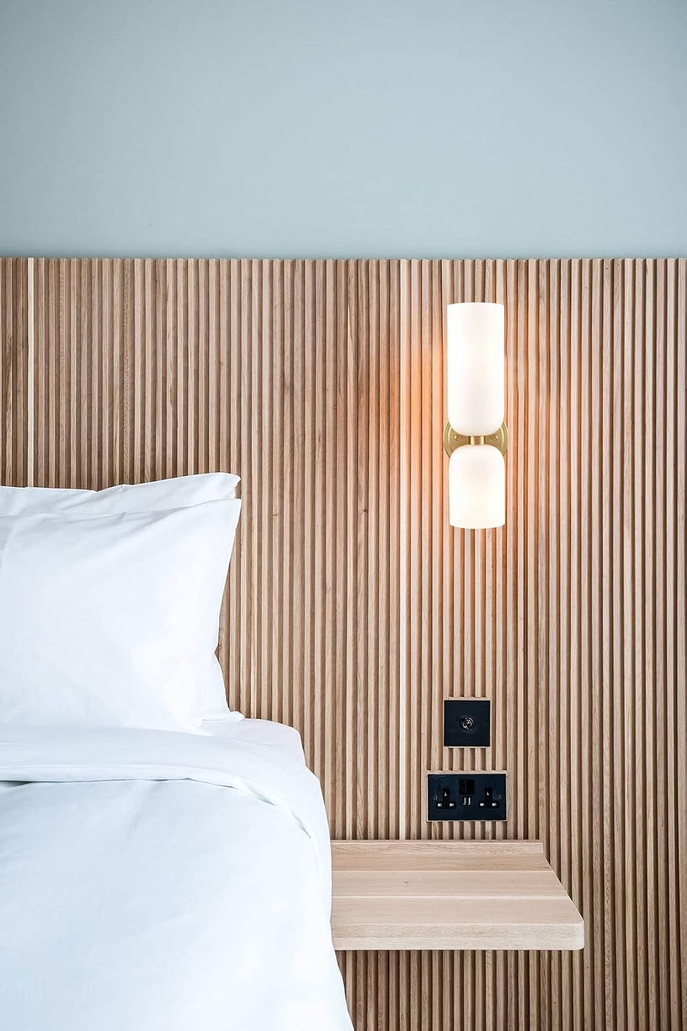 DEYNITE Gold Wall Sconces Set of Two 2-Light Modern Wall Light 3.93'(W)*14.2'(H) Bathroom Vanity Light Milky White Glass