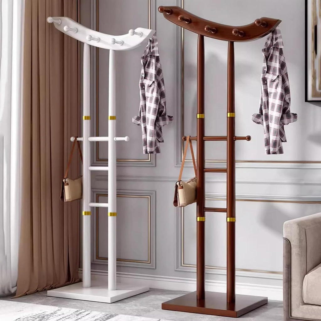 Clothing Rack Bamboo Garment Rack Coat Rack Multifunctional Clothing Racks for Hanging Clothes Bedroom, Clothing Organizer Hat Tree with 12 Hooks