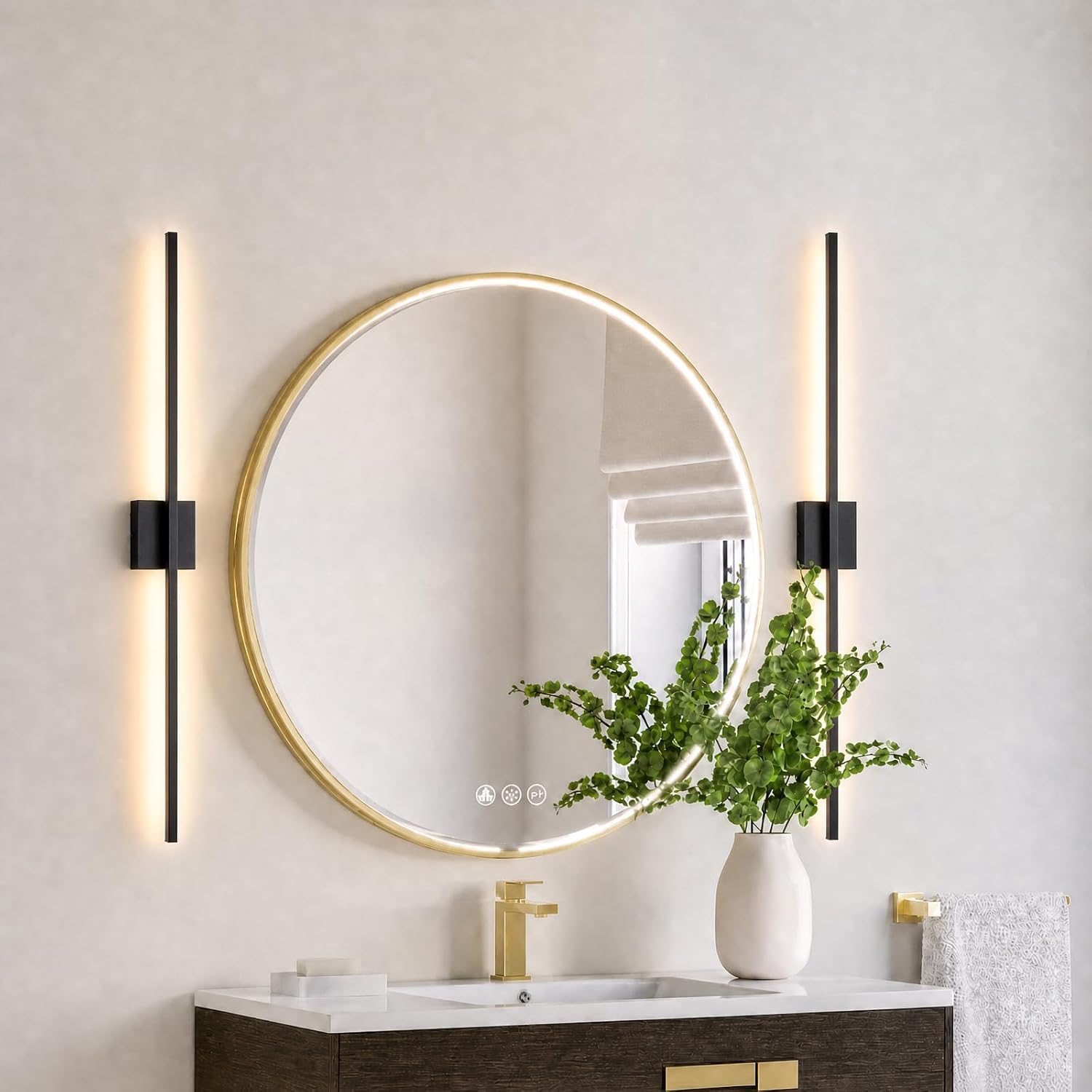 Wall Sconces Set of Two, 40 Inch Dimmable LED Wall Sconce Modern Black Sconces Set of 2 for Bathroom, Living Room, Bedroom, Hardwired 3000K (2 Pack)