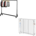 Simple Houseware Industrial Grade Z-Base Garment Rack, 500lb Load with 62 Inches Extra Long Bar, Black + Z-rack Cover/Bracket Set