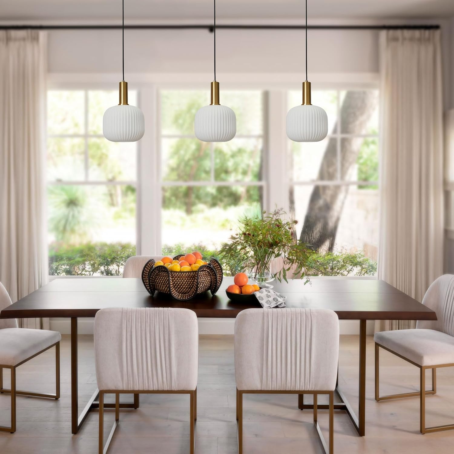 Plug in Pendant Light 2 Pack, Milk White Glass Hanging Light Plug in, Modern Plug-in Pendant Lighting with On/Off Switch, Mid Century Hanging Lamp for Kitchen Island Bedroom Hallway