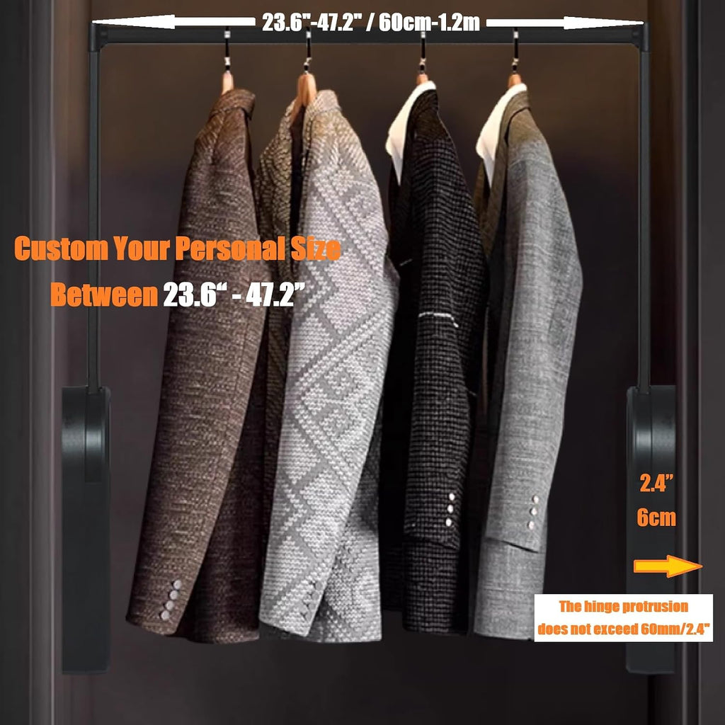 60' Electric Lifting Closet Rod,66lb Load Capacity,Stainless Steel Customized 23.6-60in Width Wardrobe Lift Organizer for Hanging Clothes,Touch Switch Clothes Lifting Rack for Closet System
