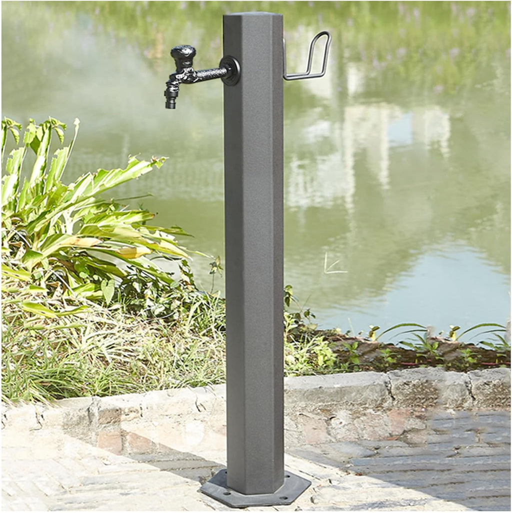 Garden Water Column Water Fountain for Patio Yard, Floor Mounted Water Tap Stainless Steel Water Pipe, Anti-Freeze Crack Standing Faucet for Watering/Irrigation(Style 1-20.5CM×86CM)