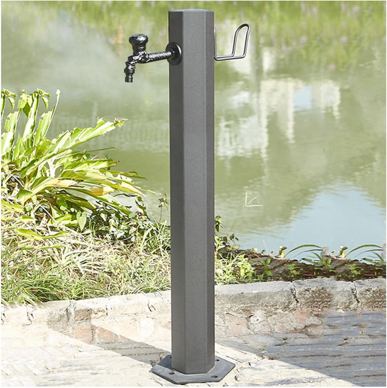 Garden Water Column Water Fountain for Patio Yard, Floor Mounted Water Tap Stainless Steel Water Pipe, Anti-Freeze Crack Standing Faucet for Watering/Irrigation(Style 1-20.5CM×86CM)
