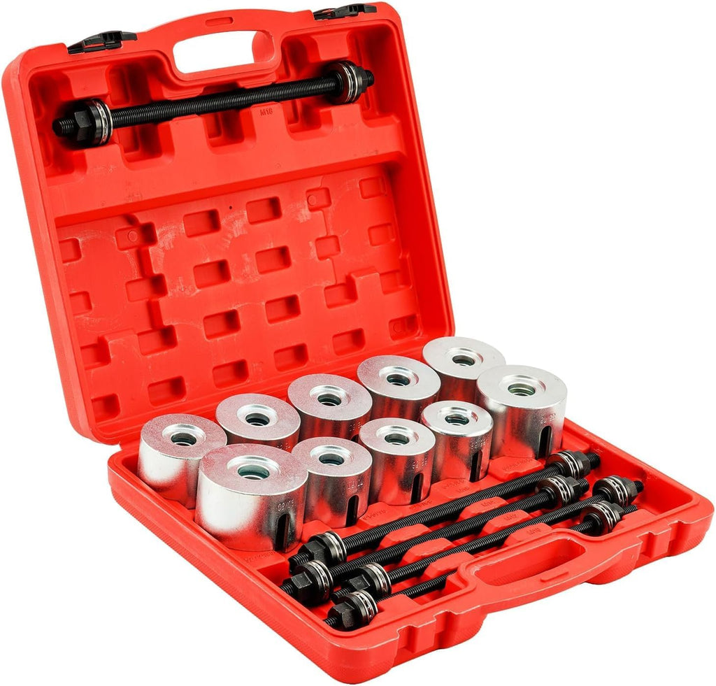 Engine Timing Tool Kit Bush Bearing Tool, 27Pc Universal Compression Pull Sleeve Kit Bush Bearing Disassembly Insert Tool Set