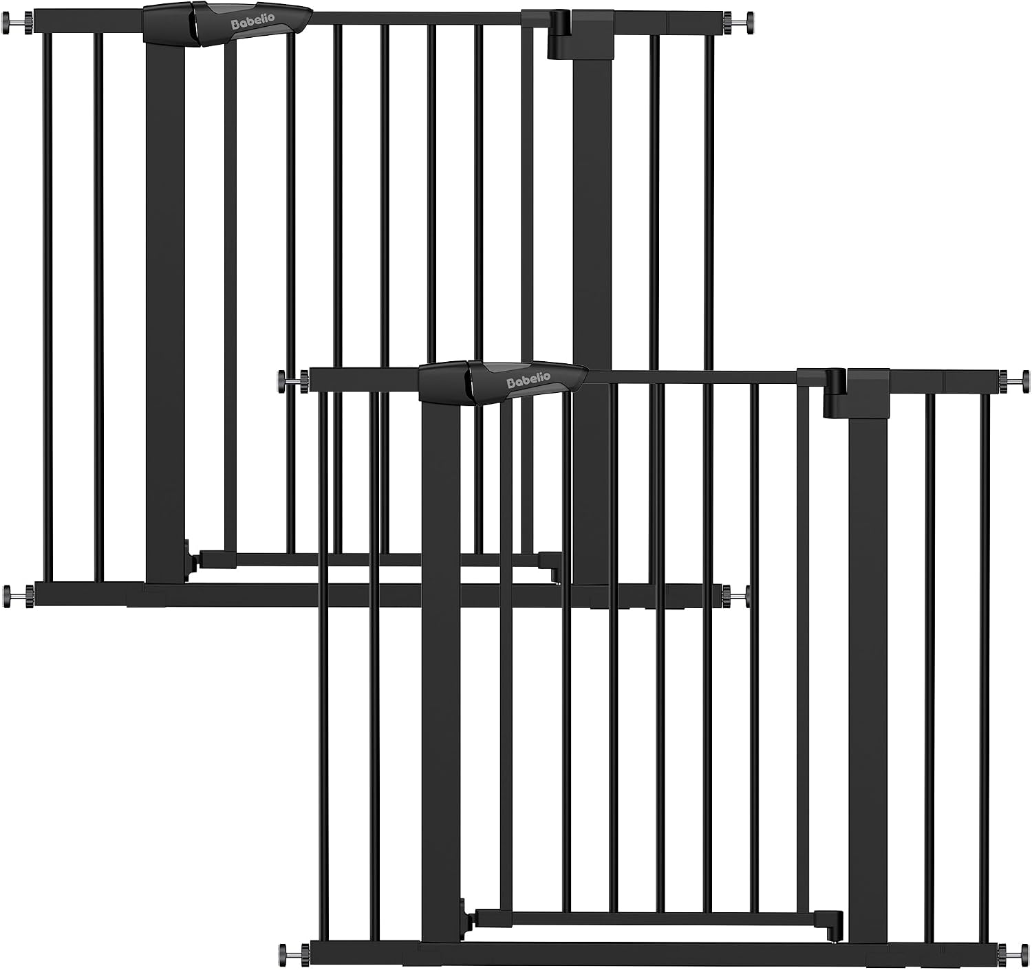 Babelio 26-40' Wide Baby Gate for Stairs & Doorways, 3 Ways Locking System with Auto-Close, Pressure Mounted No Drilling, Easy Install for Stairs, Hallway, Kitchen, Indoor Use, Black (2 Pack)