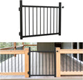 36'x45' Aluminum Gate with Self-Closing Hinges,Round Tube 3/4' pickets,DIY Adjustable Width Black Powder Coated Deck gate Kits Incl. Hinges Latch for Deck Railing Patios Gardens Indoor Outdoor