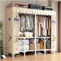 Heavy Duty Wardrobe Closet With Cover, Foldable Metal Clothes Shelves For Clothes Organizers Storage, Garment Rack For Hanging Clothes, Armoire For Bedroom, Apartment(C,150x45x170cm/59x18x67in)