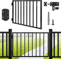 Outdoor Deck Fence Gate Kit, 42''H x 48''W Heavy Duty Steel Gate Anti-Rust Fence Door with Self-Closing Hinges and Latch for Railings, Patios, Gardens, Decks